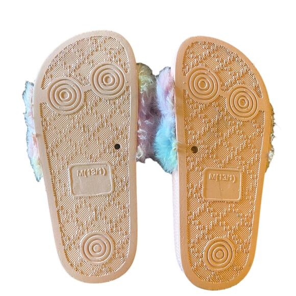 BEBE Girls Pink Furry Slides Flip Flop Slippers Size 13/1 - Picture 7 of 7